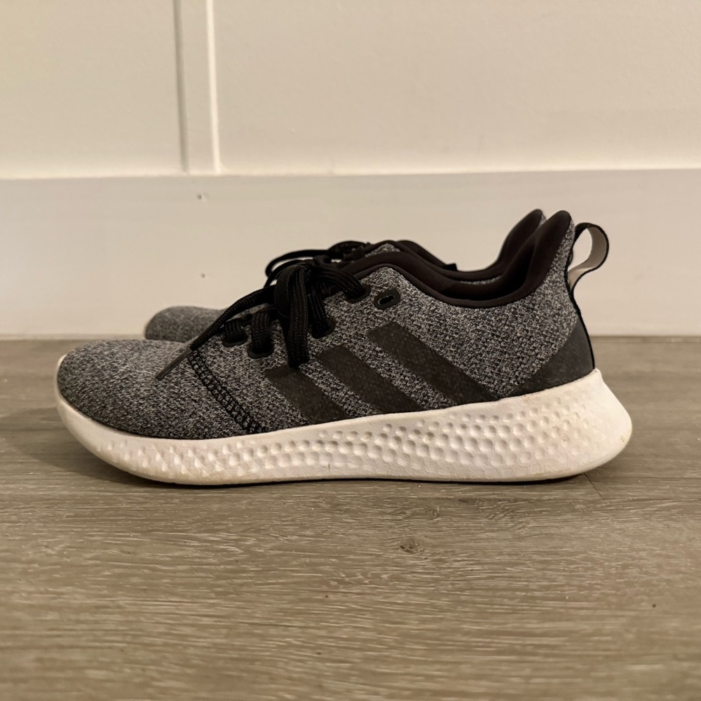 Adidas Gray and Black Sneakers with Knit Upper and Sock-Like Fit